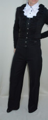Pantalon in nuanta de negru, design simplu, elastic in talie (Culoare: NEGRU, Marime: 52) foto