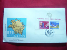 Plic FDC colita nenumerotata UPU -100 Ani 1974 foto