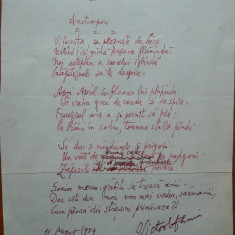 Poezie in manuscris , Victor Eftimiu ; Anotimpuri , 1954 , mason , aroman