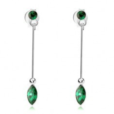 Cercei din argint 925, cristale Swarovski verde inchis - rotund ?i bobi?a foto