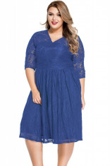 Z516-4 Rochie skater din dantela, de ocazie, cu maneci treisfert - plus size foto