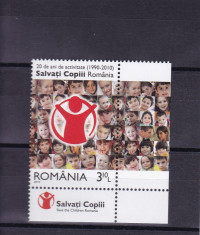 ROMANIA 2010 LP 1867 20 DE ANI ACTIVITATE SALVATI COPII SERIE CU TABS MNH foto
