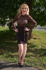Rochie eleganta de culoare maro, cu maneca lunga din dantela (Culoare: MARO, Marime: 38) foto