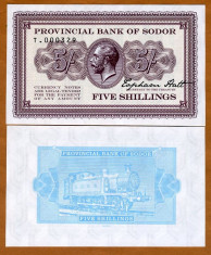 !!! SODOR , PROVINCIAL BANK = FANTASY NOTE = 5 SHILLINGS 2016 - UNC foto