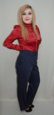 Pantalon de stofa masura mare, culoare bleumarin, model clasic (Culoare: BLEUMARIN, Marime: 52) foto