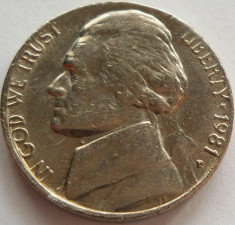 Moneda 5 Centi - SUA, anul 1981 *cod 4314 --- Litera P foto