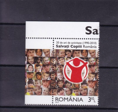 ROMANIA 2010 LP 1867 20 DE ANI ACTIVITATE SALVATI COPII SERIE MNH foto