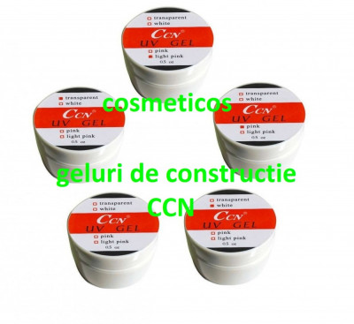 5 Geluri unghii uv CCN white/ transparent/ pink/cover Gel constructie CCN foto