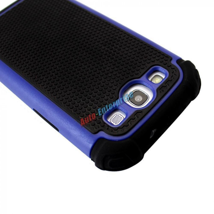 Husa protectie albastru cu negru hibrid antisoc Samsung Galaxy S3 i9300