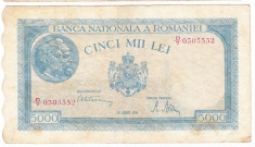 Bancnota 5000 lei 1945 21 august foto