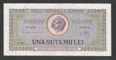 ROMANIA 100000 100.000 LEI 25 ianuarie 1947 BNR vertical [1] XF++ a UNC foto