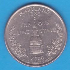(M1318) MONEDA SUA - QUARTER DOLLAR 2000, LIT. D - MARYLAND