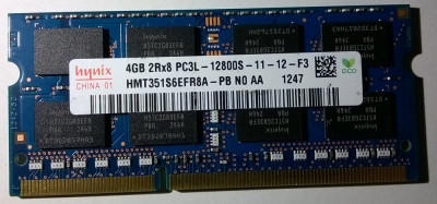 Ram laptop Hynix 4GB 12800 DDR3 1600Mhz HMT351S6EFR8A-PB PC3L Low 1.35V Sodimm foto