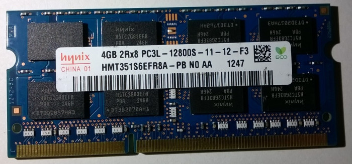 Ram laptop Hynix 4GB 12800 DDR3 1600Mhz HMT351S6EFR8A-PB PC3L Low 1.35V Sodimm
