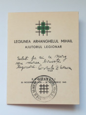 LEGIONARI-C ZELEA CODREANU-CARNET AJUTORUL LEGIONAR-BUCURESTI 1940 foto
