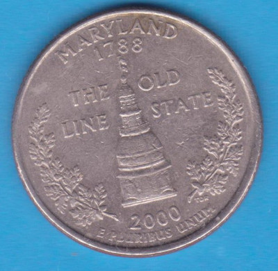 (M1322) MONEDA SUA - QUARTER DOLLAR 2000, LIT. D - MARYLAND foto