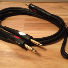 Cablu profesional RCA marca Proel DH540 (6.3 SP - 2X6.3 MP)-1,8 mt/gold (NOU)