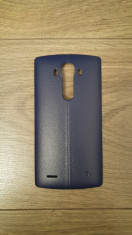 Capac spate albastru din piele pentru LG G4 cu suport NFC foto