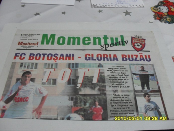 program FC Botosani - Gloria Buzau