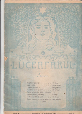 Revista Luceafarul Anul III nr 21 - Budapesta 1904 foto