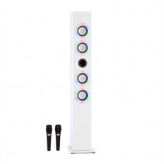 ONEconcept tallboy Karaoke Difuzor Baterie BT USB, SD MP3 FM AUX 2x Micro alb foto