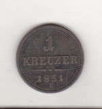 Bnk mnd Austria 1 kreuzer 1851 E, Europa