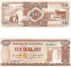 GUYANA - : BANCNOTA NECIRCULATA 10 DOLARI UNC foto