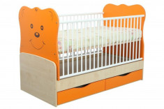 Patut Transformabil MYKIDS Teddy Natur-Orange Cu Leg 4837 foto