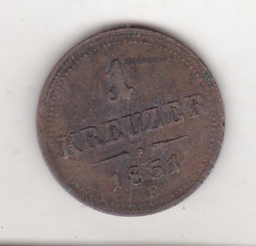 bnk mnd Austria 1 kreuzer 1851 E foto