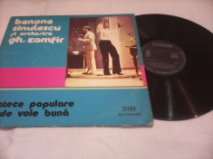 DISC VINIL LP BENONE SINULESCU SI ORCHESTRA GHEORGHE ZAMFIR-CANTECE POPULARE foto