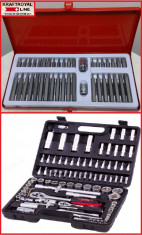 Trusa Scule-KRAFTROYAL-CRV-Chei/Tubulare+BITI-Imbus/Torx/Spline-134PCS foto