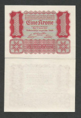 AUSTRIA AUSTRO-UNGARIA 1 KORONA COROANA KRONE 1922 UNC [1] P-73 , necirculata foto