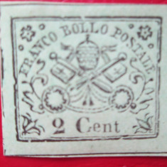 TIMBRE ITALIA=1867=STATUL PAPAL 2C=NESTAMPILAT