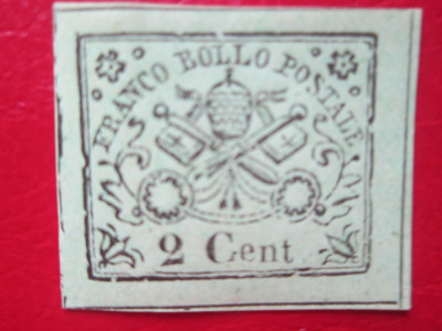 TIMBRE ITALIA=1867=STATUL PAPAL 2C=NESTAMPILAT foto