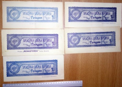 LOT 5 BILETE/PROGRAM SOCIETATEA CORALA ROMANA, ANII 30, ATENEUL ROMAN,DALLES.. foto