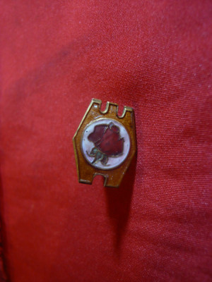 Insigna veche - Trandafir - cu buton , h= 1,8 cm foto