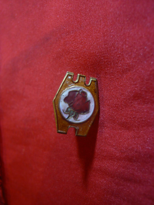 Insigna veche - Trandafir - cu buton , h= 1,8 cm