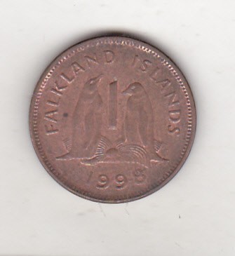 bnk mnd Insulele Falkland 1 penny 1998 , pinguini foto