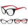 Ochelari Dama Cat Eye Negru Rosu, Rame Ochi de Pisica, Fara Dioptrii, Lentila Transparenta