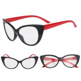 Ochelari de dama Cat Eyes classic lentila transparenta fara dioptrii NEGRU ROSU, Femei, Ochi de pisica