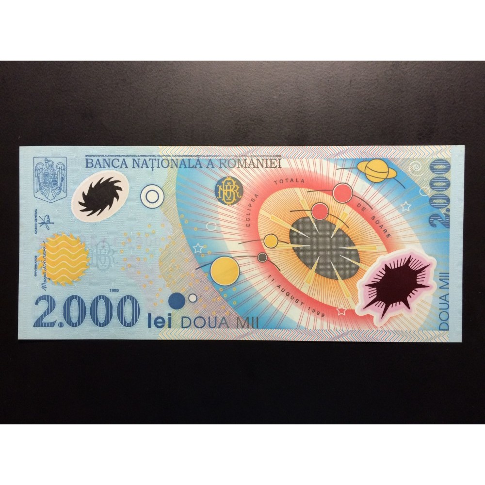 2000 Lei 1999 Romania, UNC, Eclipsa Totala de Soare ...