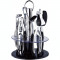 Set 6 ustensile bucatarie inox cu stand rotativ Renberg RB-3902