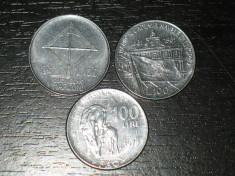 Moneda 3 x 100 lire Italia, comemorative diferite foto