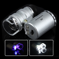 Microscop LUPA 60x cu LED aparat VERIFICAT BANI cu lampa UV bijutier ceasornicar foto