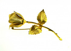 Brosa placata aur 22 k, trandafir, semnata casa de bijuterii Giovanni, vintage foto
