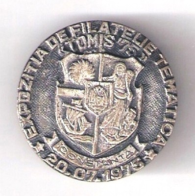 (5) INSIGNA EXPOZ.DE FILATLIE TEMATICA &amp;quot;TOMIS 75&amp;quot; CONSTANTA foto