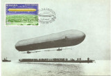 No(2)ilustrata maxima-DIRIJABILE-Zeppelinul LZ 1-prima zi, Romania de la 1950, Spatiu