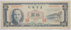 CHINA TAIWAN 10 Yuan 1960 VF+ foto