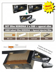 SET - 2x500 tuburi tigari slim Korona pentru tutun + aparat injectat tutun slim foto