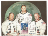 No(2)ilustrata maxima-ASELENIZAREA Echipajul navetei Apollo 11-prima zi, Romania de la 1950, Spatiu